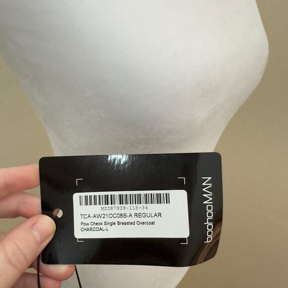 boohooMAN Pow Check Single Breasted Overcoat - Picture 10 of 11